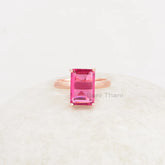 Pink Tourmaline Quartz Ring - 925 Sterling Silver - 8x12mm Rose Gold Plated - Artisan Jewelry - Jewelry for Inspiration - Gift for Birthday